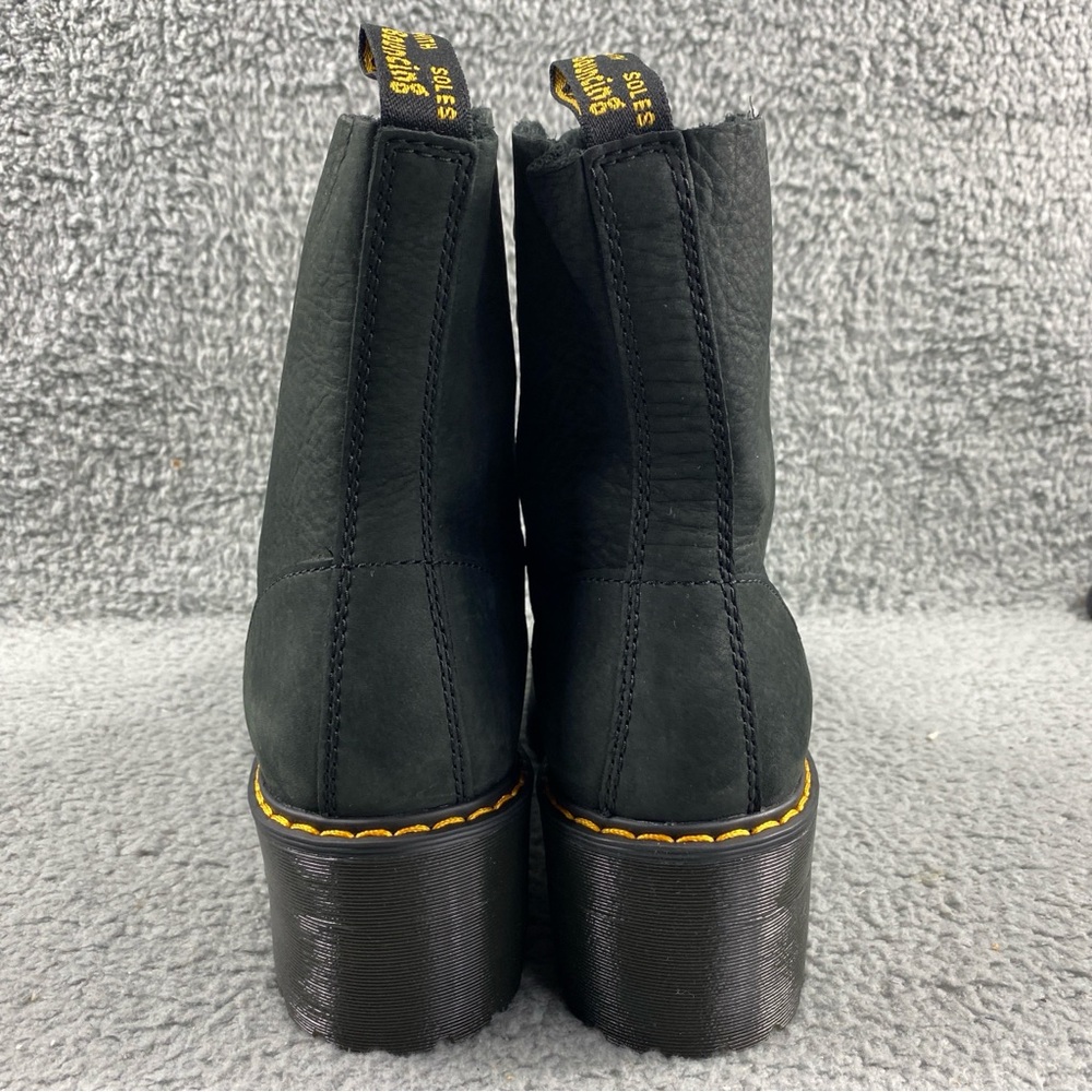 NEW Dr. Martens Leona Combat Boot Leather Black Milled Nubuck Womens 8 Lace Up - Picture 6 of 14